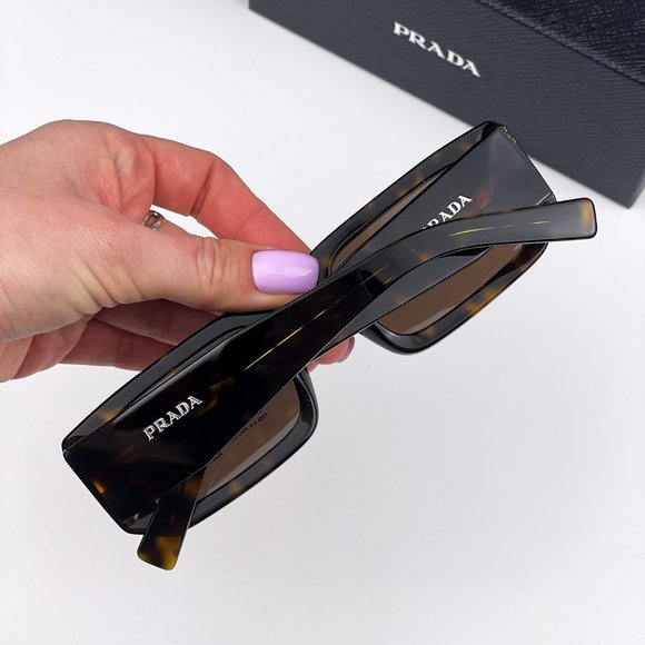 Prada PR06YS 2AU8C1 Sunglasses Havana Tortoise Dark Brown Rectangle Unisex - Picture 6 of 12